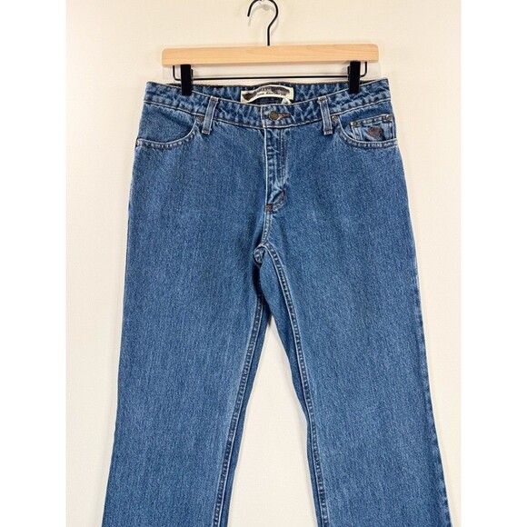 Harley Davidson Womens Jeans Blue Denim Straight Mid Rise Moto Y2K Size 6 Tall - Picture 7 of 13